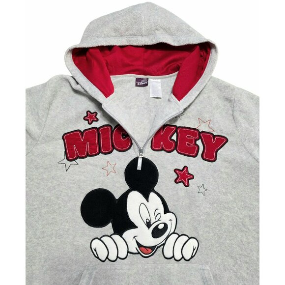 Disney Mickey Mouse Winking Hoodie Sweatshirt Gray Fleece Sweater Womens Plus 4X - Picture 2 of 13